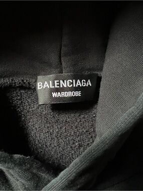 Balenciaga Black Hoodie with White Logo Tag